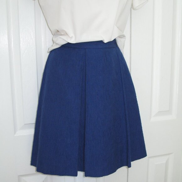 BROOKS BROTHERS - Red Fleece Pleated A-Line blue boucle skirt - Picture 3 of 15